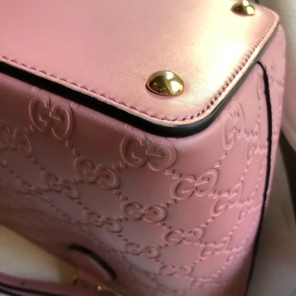 💗 GUCCI Guccissima Small Zippered Bucket Tote Satchel in Rose
